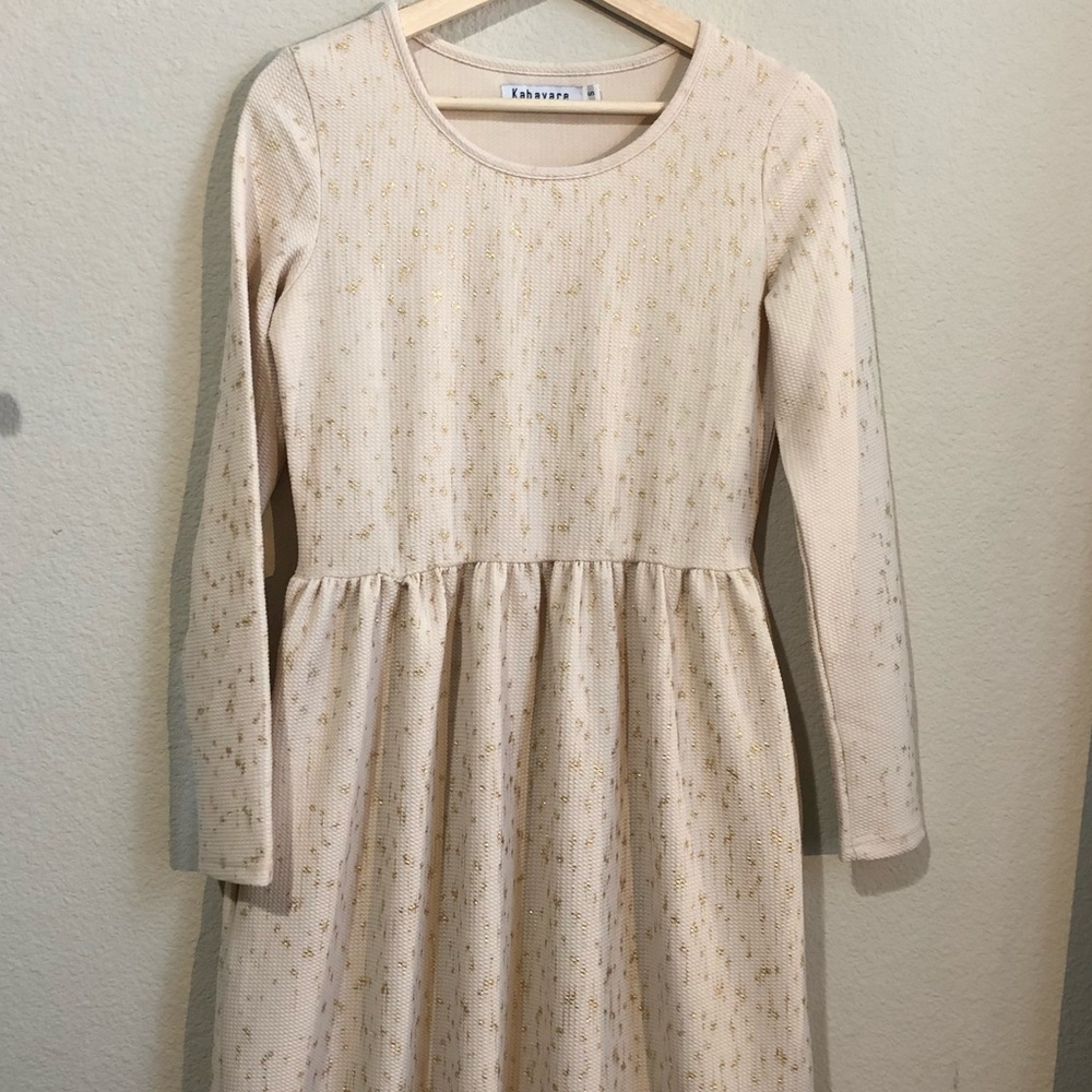 gold speckled long sleeved gown